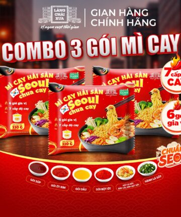 Combo 3 Gói Mì Cay Hải Sản Seoul Chua Cay 7 Cấp Độ 6 Gói Gia Vị Làng Chài Xưa