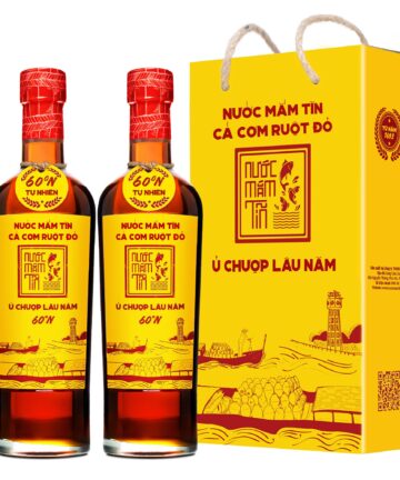 [Hộp 2 chai 500ml] Nước mắm Tĩn cá cơm ruột đỏ 60N độ đạm truyền thống 300 năm sạch không chất bảo quản