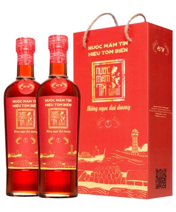 [Hộp 2 chai 500ml] Nước mắm Tĩn hiệu tôm biển độ đạm 45N Hồng Ngọc Đại Dương